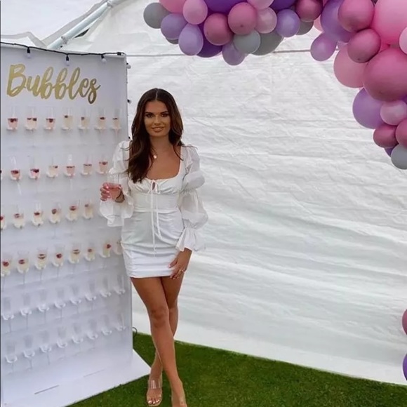 Puff Long Sleeve Mini White Dress - Picture 6 of 16